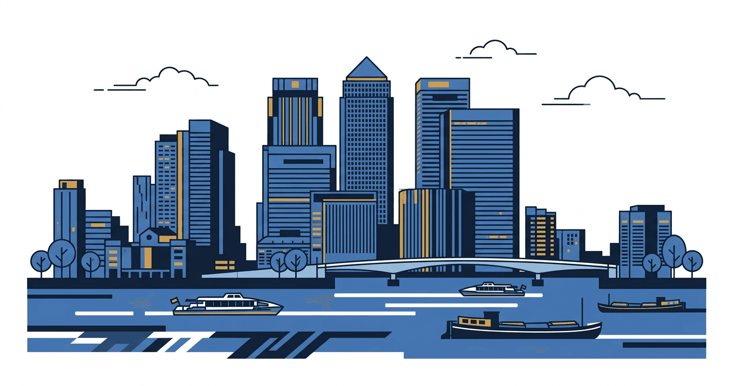 Illustration of a London landmark near Tower Hamlets